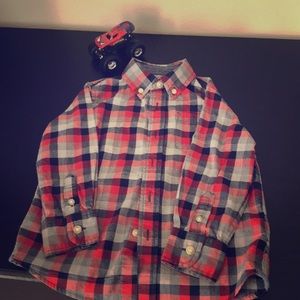 J Crew boys red checkered button down